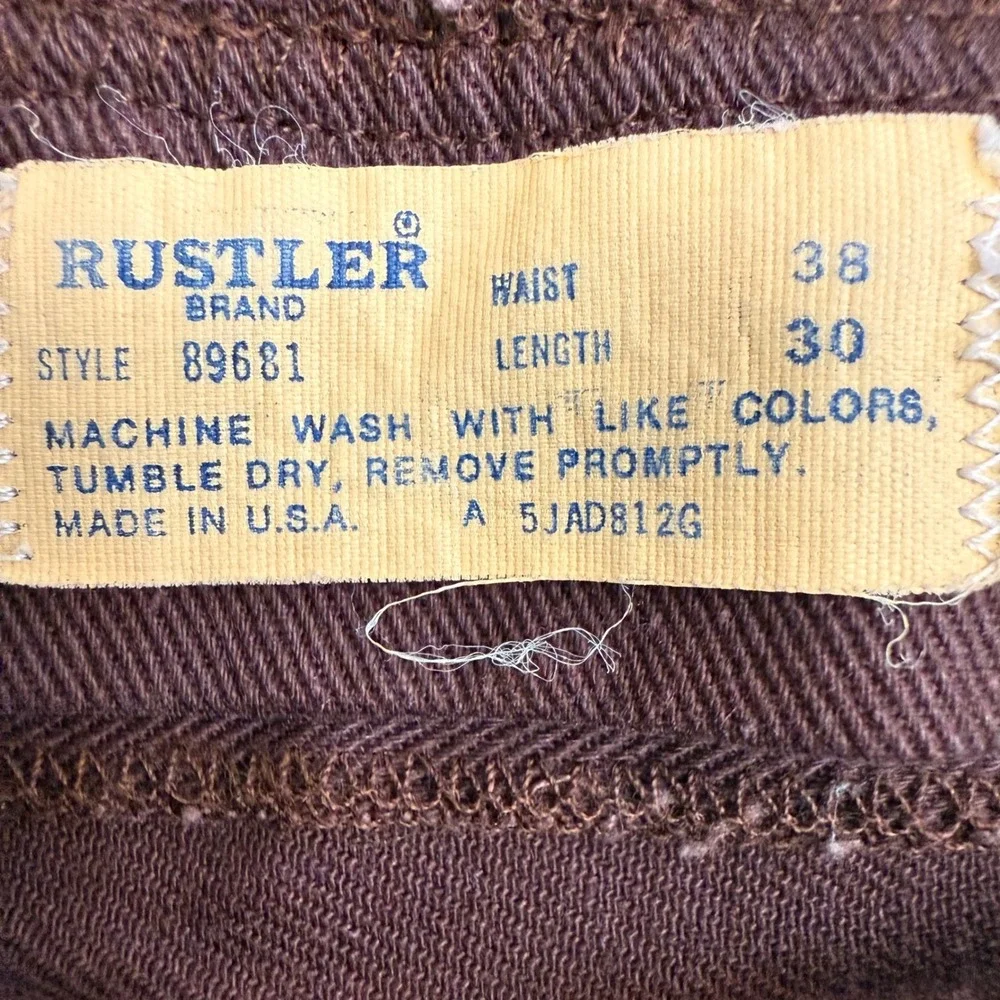 Rustler Men's 38x30‎ (36x29) Dark Wash Denim Jeans Style 89681 Made in USA